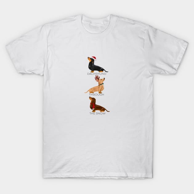 Dachshund Through The Snow T-Shirt by kaffeinestudies